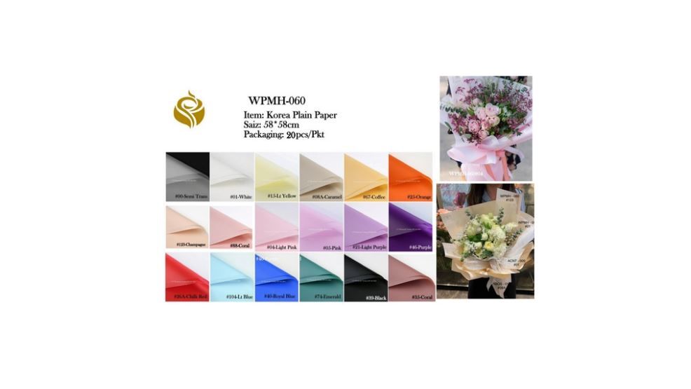 Best-Selling-Korean Plain Color Flower Wrapping Paper – Minimalist & Elegant Gift Wrap (WPMH-060A)