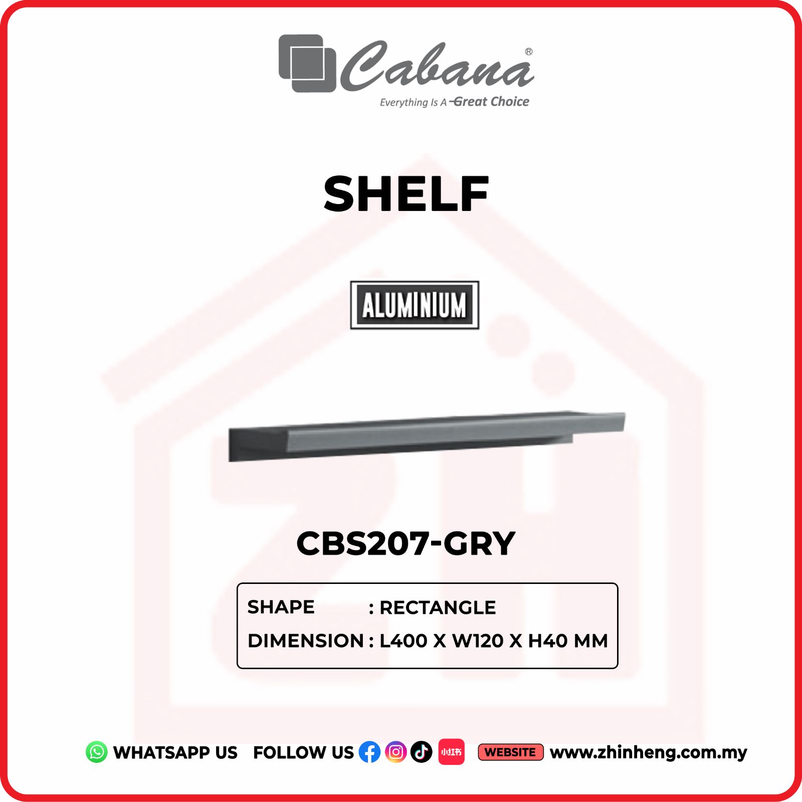 CABANA RECTANGLE SHELF CBS207-GRY