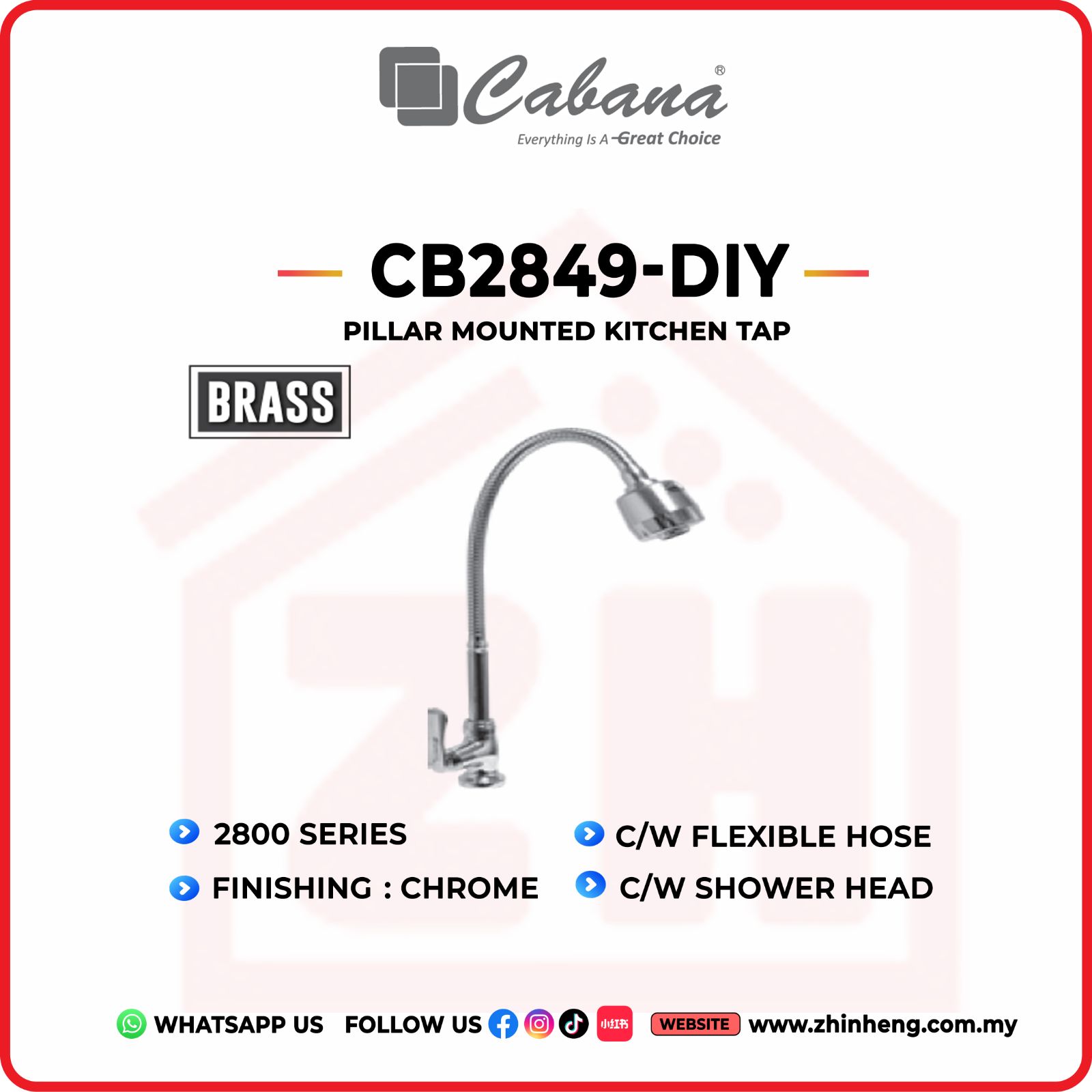 CABANA Pillar Mounted Kitchen Tap CB2849-DIY