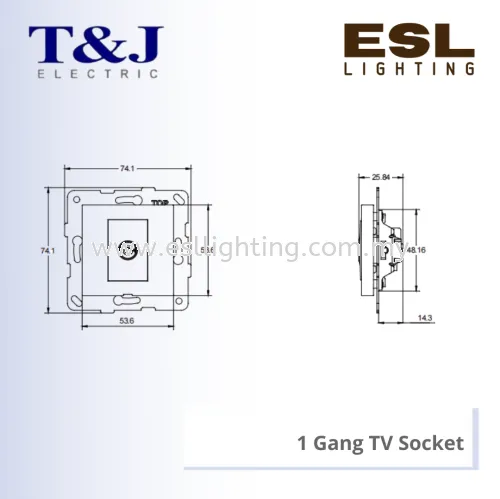 T&J LAVINA"95" SERIES 1 Gang TV Socket - JC801TV-W-AL / JC801TV-W-BE / JC801TV-W-BL / JC801TV-W-BR / JC801TV-W-GR / JC801TV-W-IV / JC801TV-W-LA / JC801TV-W-SI / JC801TV-W-TP / JC801TV-W-WH