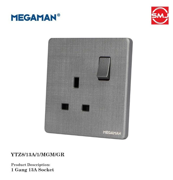 Megaman YTZ8/13A/1/MGM/GR 13A 1 Gang Switch (Grey)