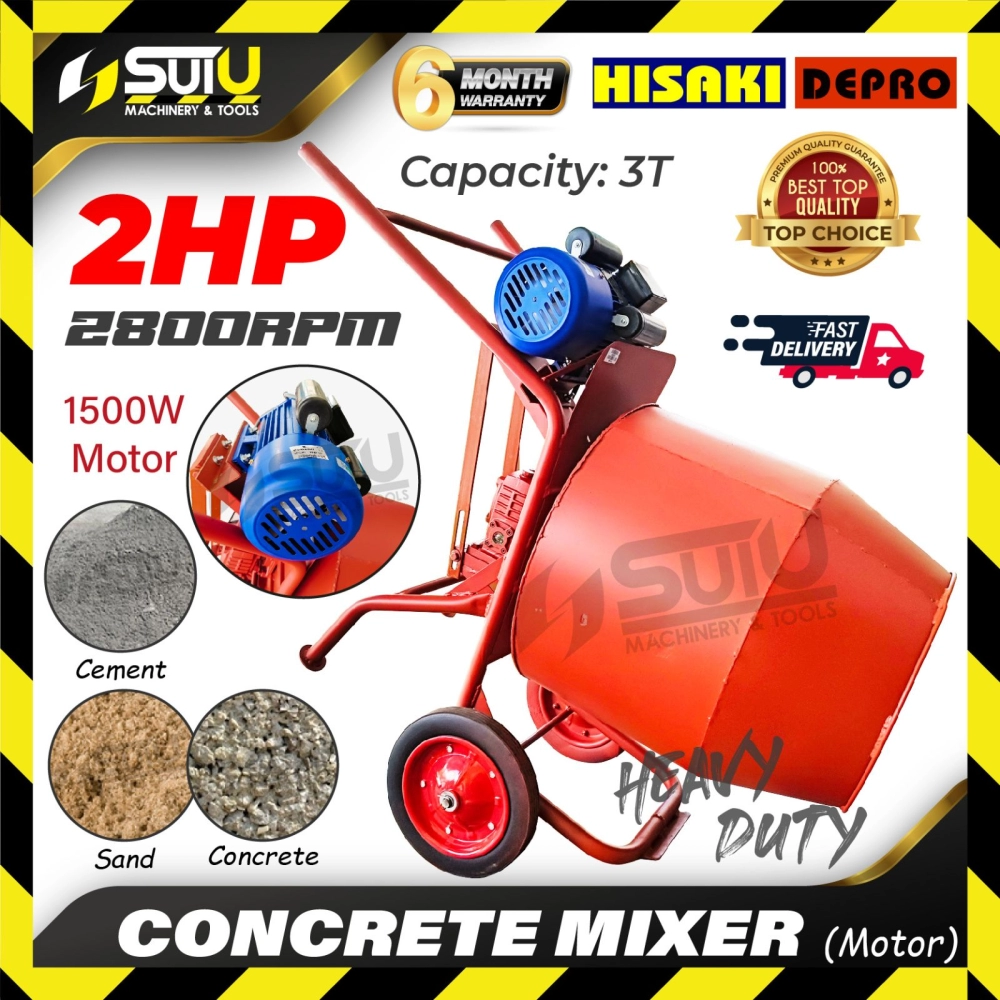 HISAKI / DEPRO 2HP 3T Concrete Mixer with Motor 1500W