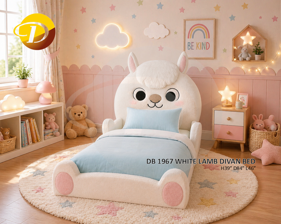 New Design Children Bed - White Lamb DB 1967 - Single & Super Single Size are Available (Pre-Order)