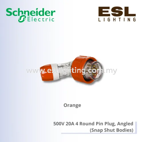 SCHNEIDER S56 Series & 66 Series 500V 20A 4 Round Pin Plug, Angled (Snap Shut Bodies) - S56PA420EO_G15