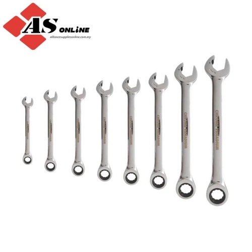 KENNEDY Ratchet Combination Spanner Set, 8 - 19mm, Set of 8, Chrome Vanadium Steel / Model: KEN5828864K