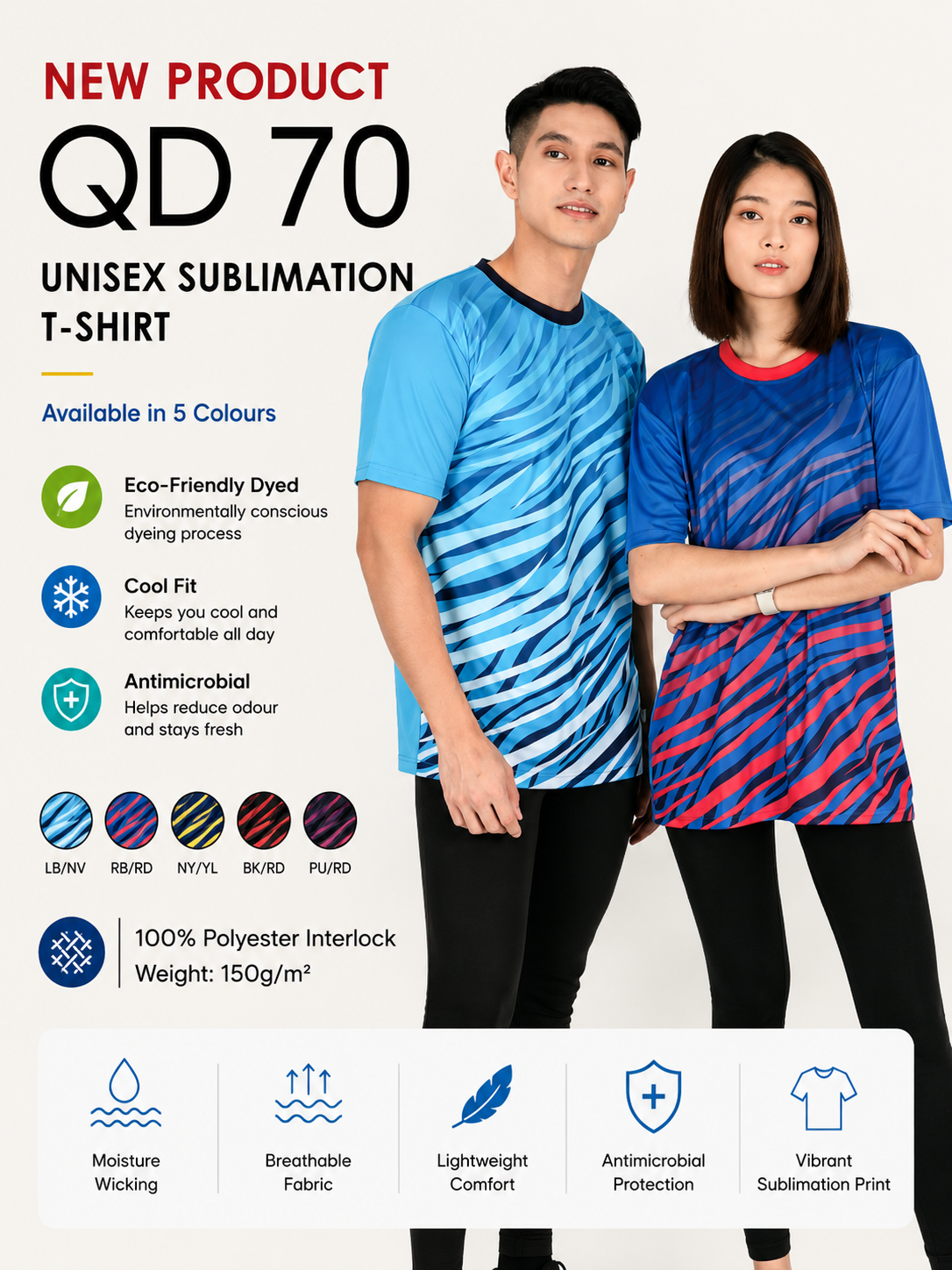 Sublimation Round Neck T-Shirt - QD70 (UNISEX)