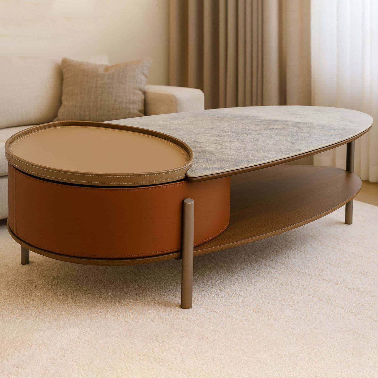 4.29ft Lunaro Stone Coffee Table OFSM124