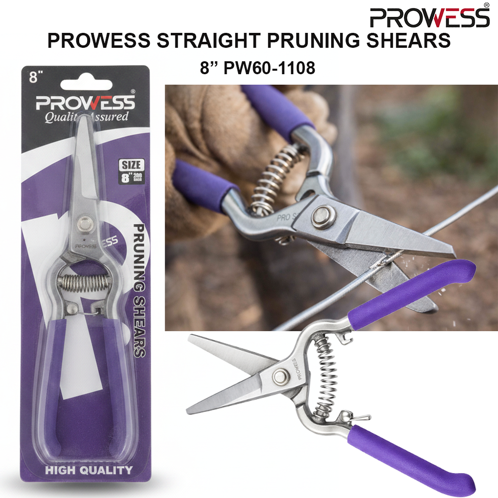 PROWESS STRAIGHT PRUNING SHEARS 7" | GARDEN PRUNING SECATEURS | PROFESSIONAL PLANT CUTTING TOOL ( PW60-1108 )