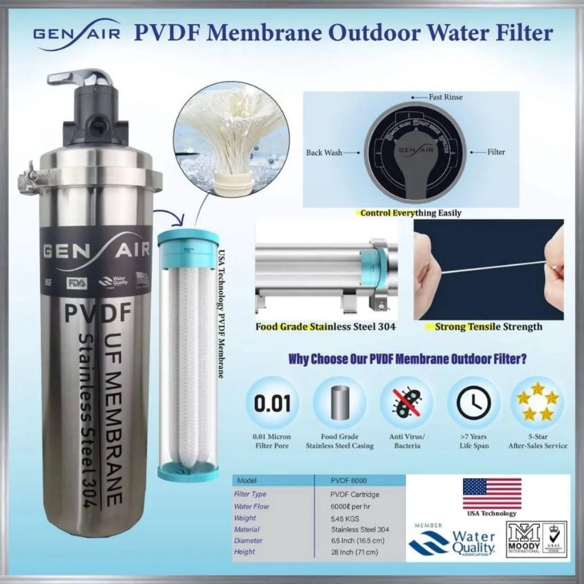 GENAIR USA Technology PVDF Membrane Outdoor Water Filter SUS 304 PVDF 6000L