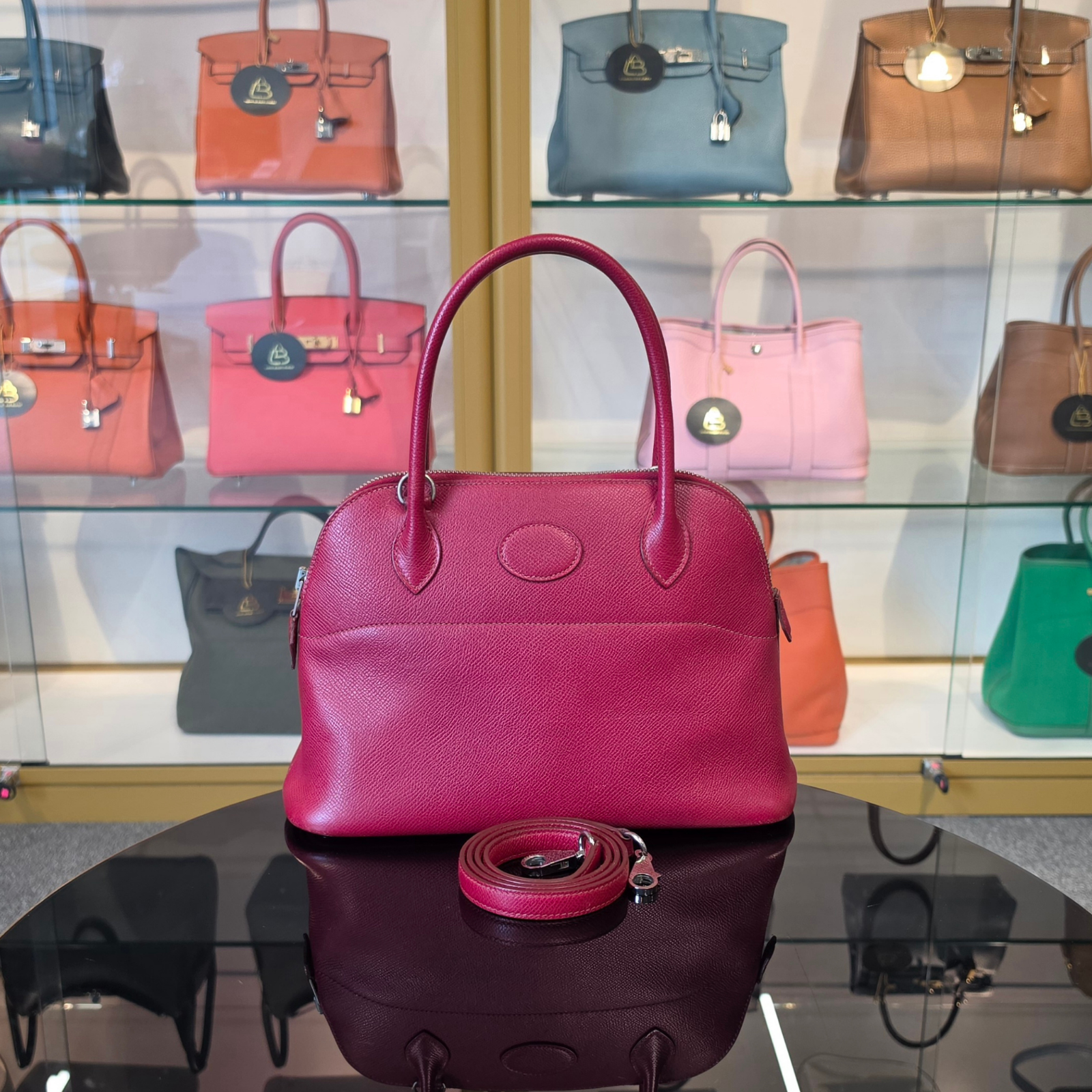 Hermes Bolide 27 Rouge Epsom Palladium Hardware Bag
