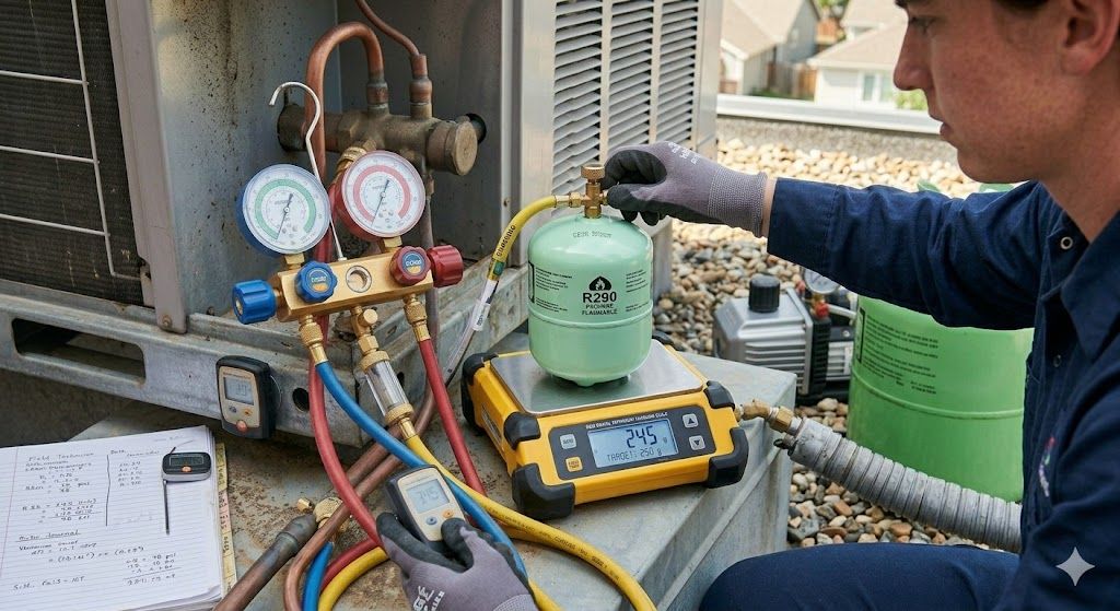 R290 refrigerant scale for charging