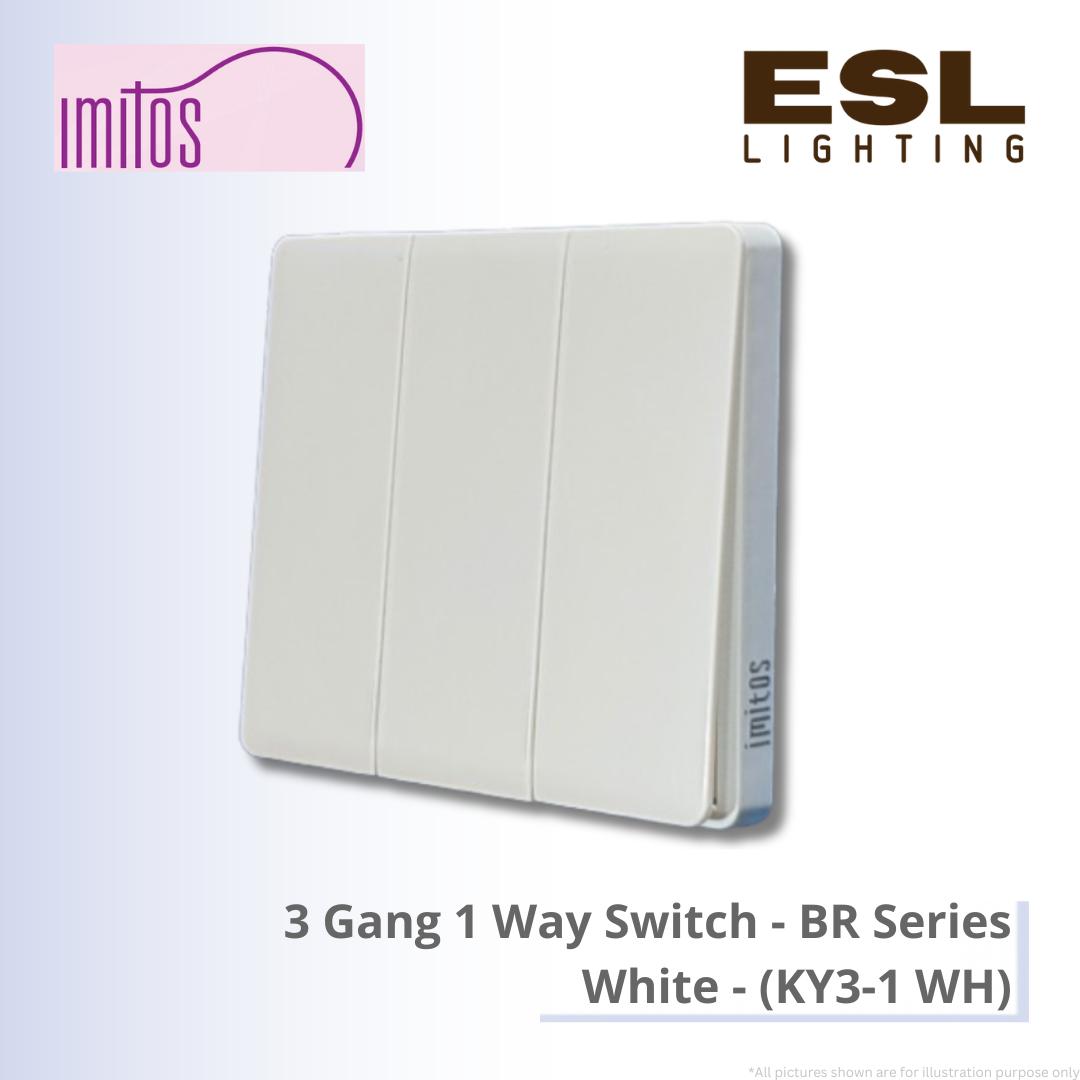 IMITOS 3 Gang 1 Way Switch (BR Series) White - KY3-1 WH [SIRIM]