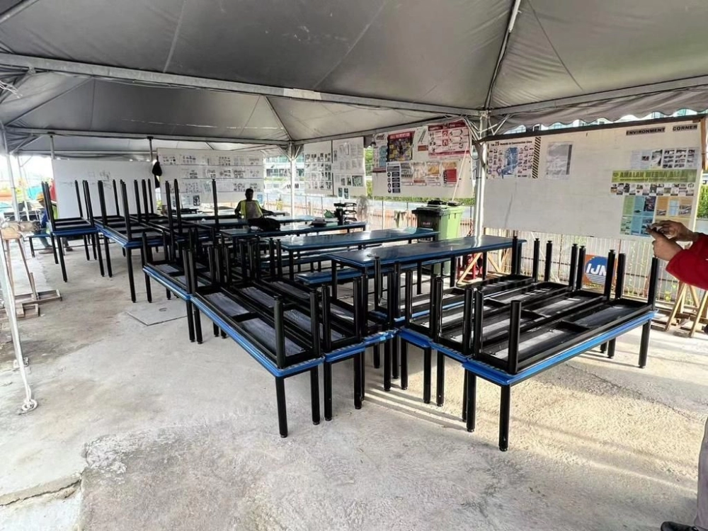 Canteen Table Set | Fibre Glass Canteen Table and Bench | Food Court Table And Bench Set | Meja Kerusi Kantin Cafeteria | Cafe Furniture Penang