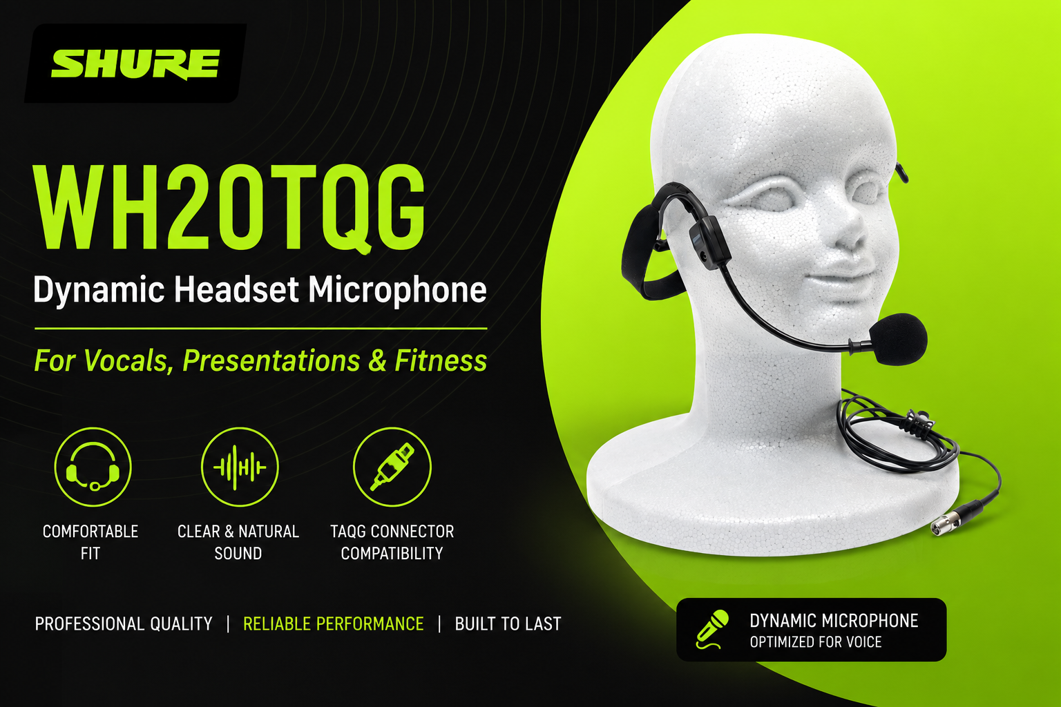 Shure WH20TQG Mikrofon Headset Dinamik untuk Vokal, Pembentangan & Kecergasan