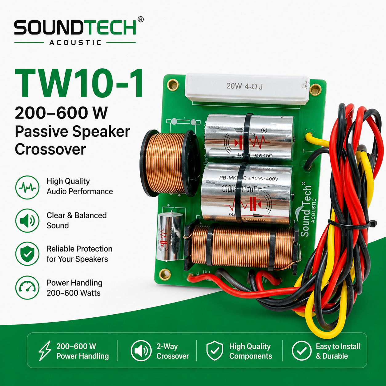SOUNDTECH TW10‑1 – Penyilang Pasif 200–600 W