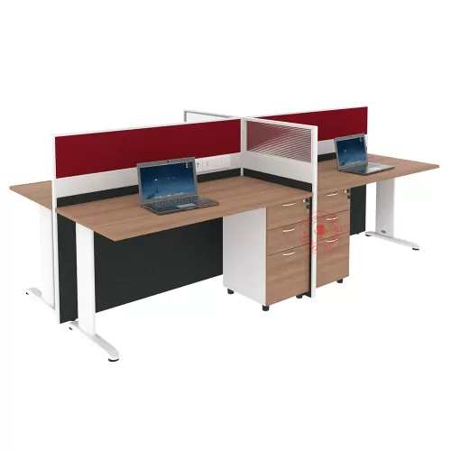 MJ Rectangular Workstation Cluster of 4 / Office Table Workstation / Meja Pejabat Kerja / Meja office