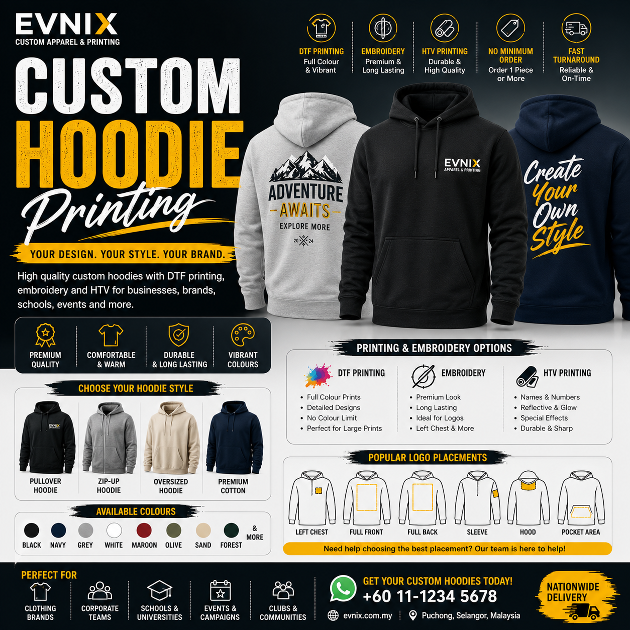 Custom Hoodie Printing Malaysia | Personalised Hoodies for Brands, Businesses & Events