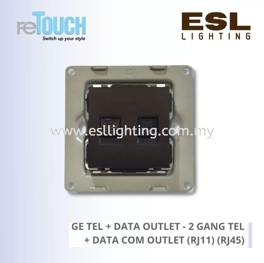 RETOUCH GRAND ELEMENTS - GE TEL + DATA OUTLET - E/TL248-GB – 2 GANG TEL + DATA COM OUTLET (RJ11) (RJ45)