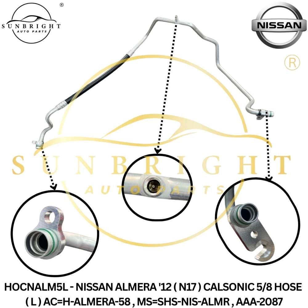 HOCNALM5L - NISSAN ALMERA '12 ( N17 ) CALSONIC 5/8 HOSE ( L ) AC=H-ALMERA-58 , MS=SHS-NIS-ALMR