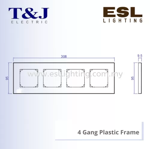 T&J LAVINA"95" SERIES 4 Gang Plastic Frame - JC1404-AL / JC1404-BE / JC1404-BL / JC1404-BR / JC1404-GR / JC1404-IV / JC1404-LA / JC1404-SI / JC1404-TP / JC1404-WH
