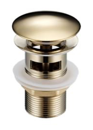 AR-2290B-ZG 1 1/4" Push Basin Waste with Overflow – Brass Zirconium Gold Finish, 80mm Height, Premium Silicon Rubber Seal