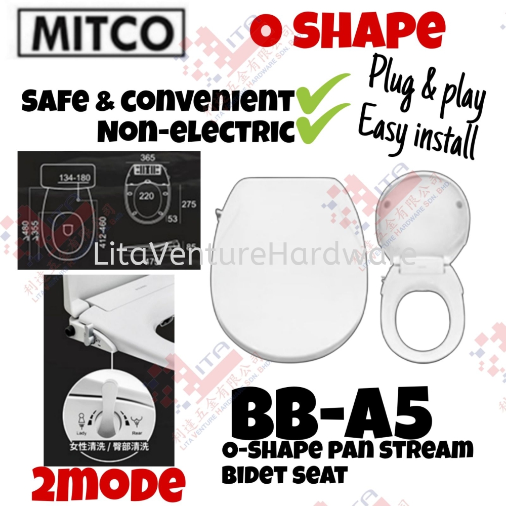MITCO BRAND O-SHAPE PAN STREAM BIDET SEAT - BBA5