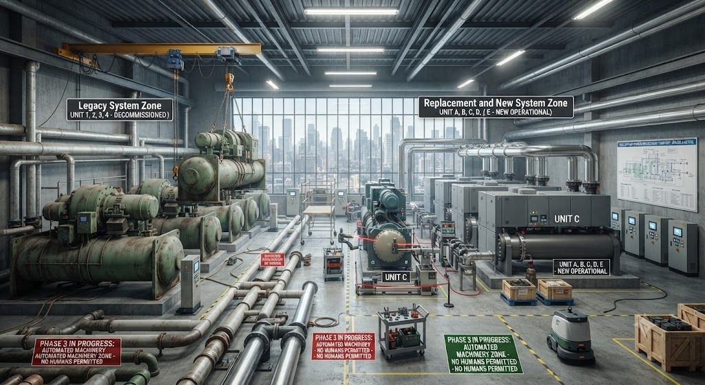Phased chiller plant replacement strategy