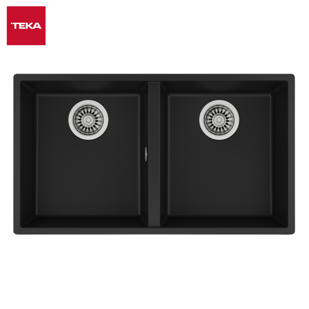 TEKA - 76cm SQUARE SERIES Tegranite Sink with Double Bowls | SQUARE 2B 760 TG