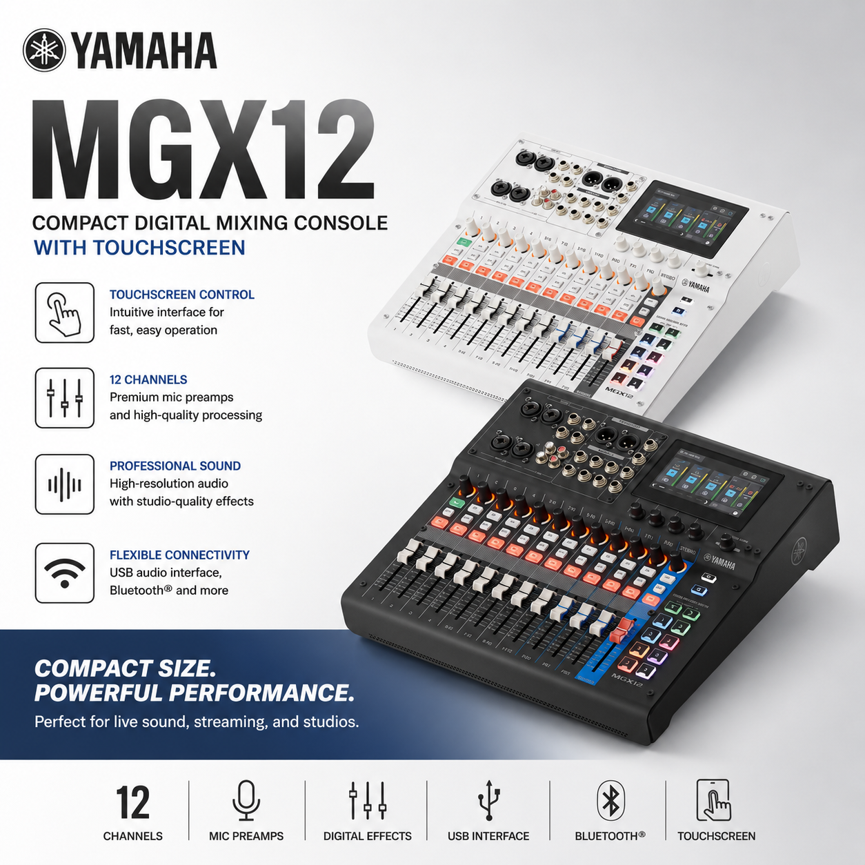 Yamaha MGX12 Compact Digital Mixing Console with Touchscreen