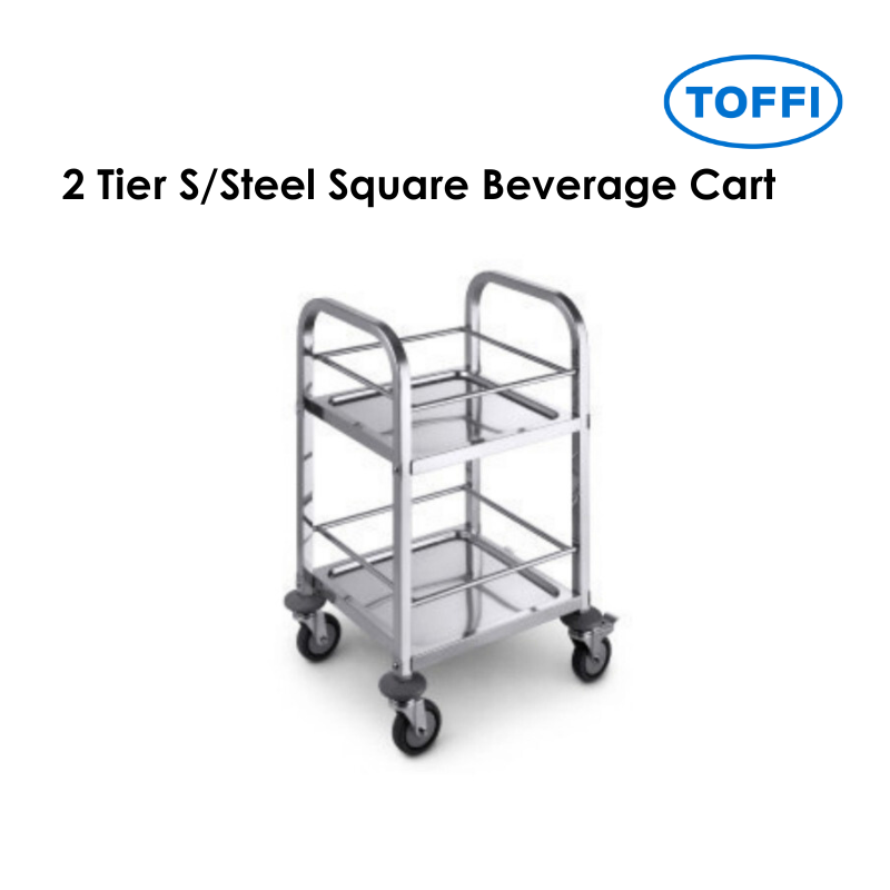 TOFFI 2 Tier Square Beverage Cart Trolley B2709