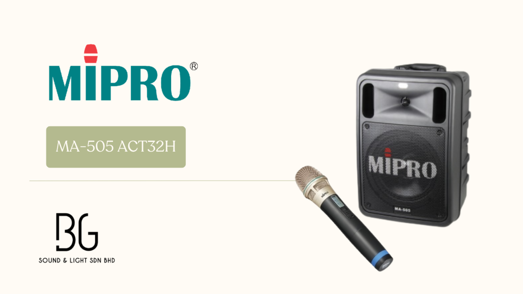 MIPRO MA-505 Portable PA System with ACT-32H Wireless Handheld Microphone – High Power UHF Speaker for Events, Classroom & Outdoor Use