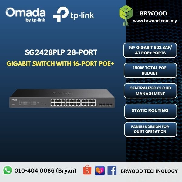 OMADA TP-LINK SG2428LP: 28-Port Gigabit Switch with 16-Port PoE+