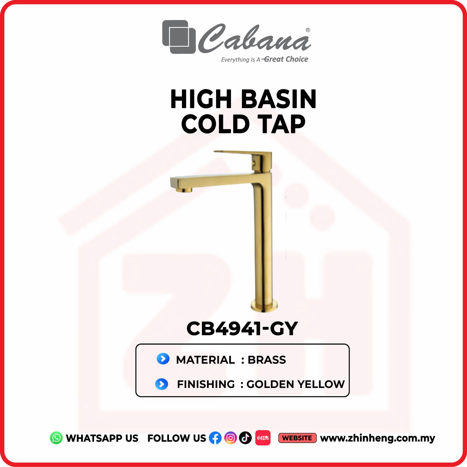 CABANA HIGH BASIN COLD TAP CB4941-GY
