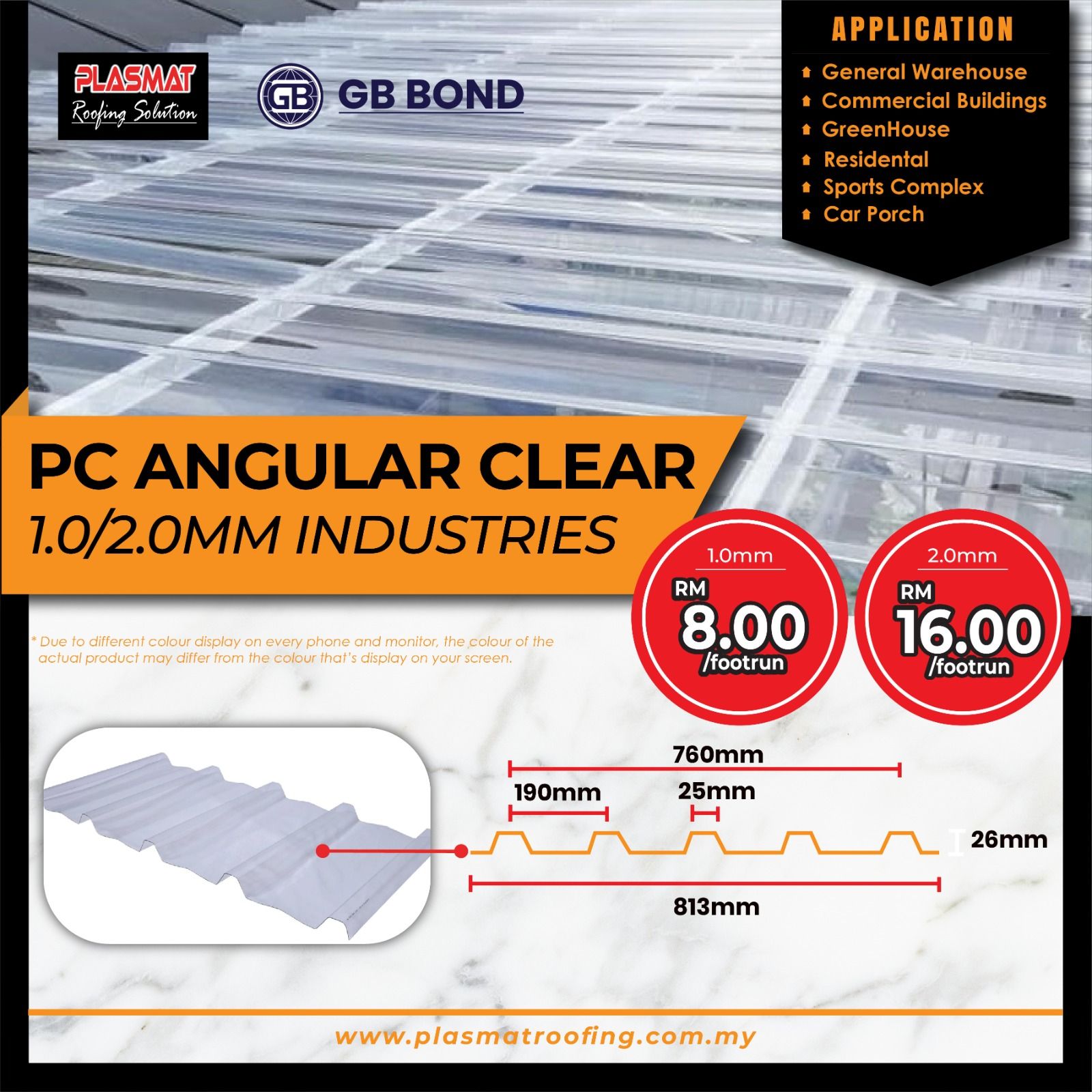 Polycarbonate Angular Industry Awning Roofing Sheet