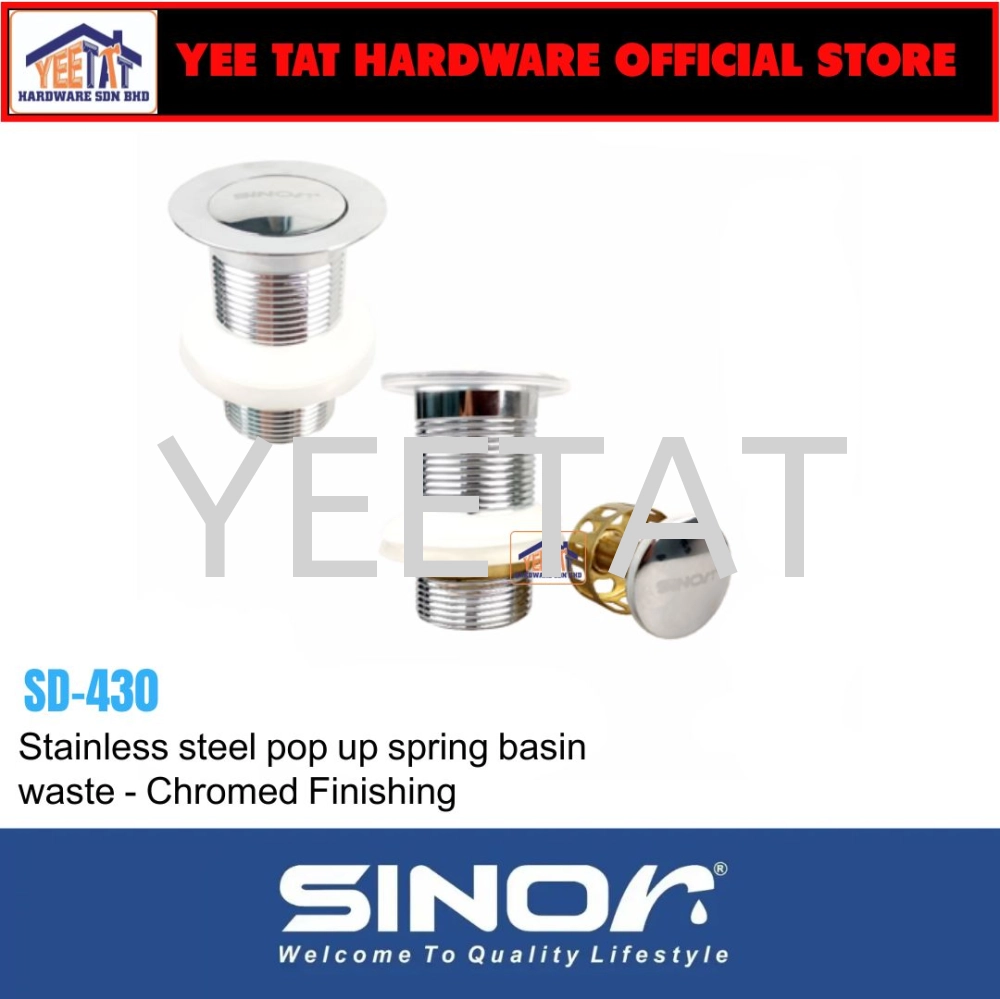 [ SINOR ] SD-430 SD-431 BATHROOM POP UP SPRING BASIN WASTE WITH OR WITHOUT OVERFLOW 32mm