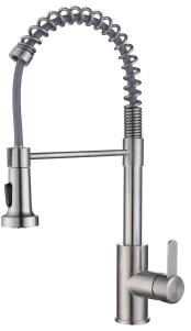 SFK 919 Single Lever Kitchen Mixer Tap with Pull-Out Spray | SUS304 Stainless Steel Brushed Finish Pillar Sink Faucet