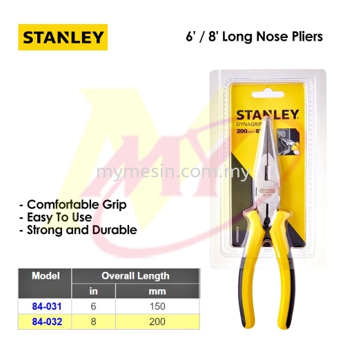 Stanley  6' / 8' Inch Long Nose Pliers Hand Tools