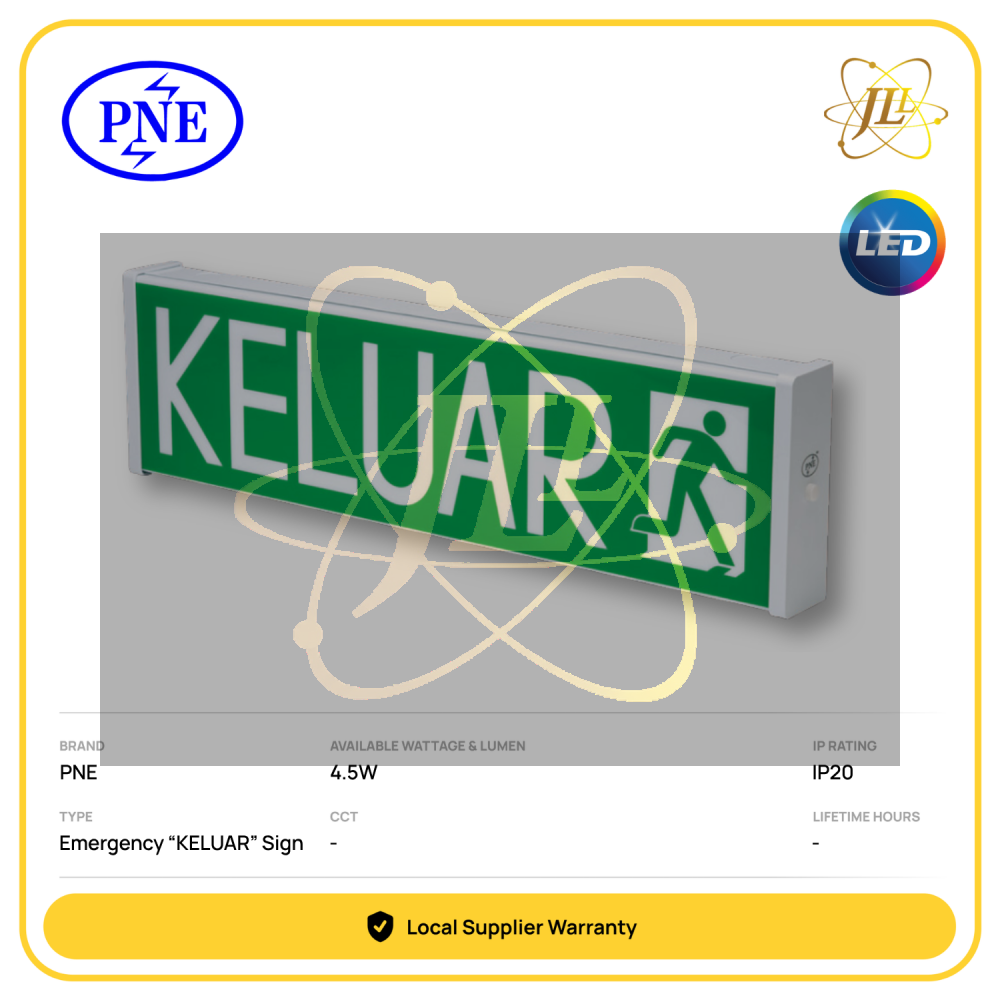 PNE PEX-215 LED EMERGENCY KELUAR SIGN (SURFACE) 240V 4.5W IP20