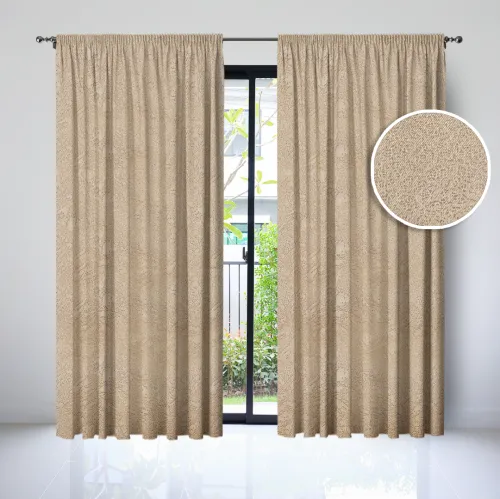 Sliding Door Ready Made Blackout Curtain (French Pleat) Light Coffee