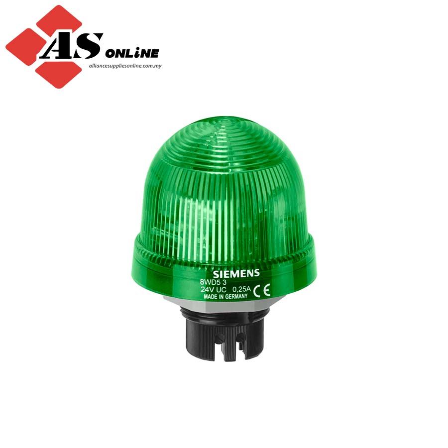 SIEMENS Green Steady Beacon 230V ac/dc, LED Bulb Bayonet Mount, Flush, IP65 / Model: ASRC8WD5300-1AC / 8WD5300-1AC