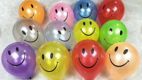 12 inch 1 Side Printed Smiling Face Balloon 7pcs (B-SMF7)