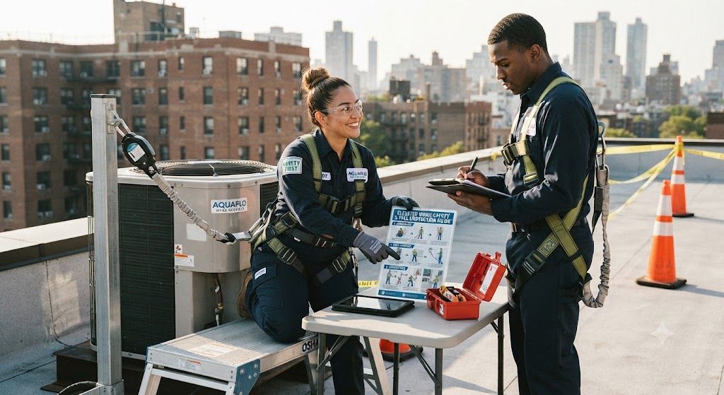 HVAC technician safety at elevated work areas