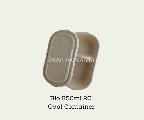 Bio Sugarcane 850ml - 2 COMPARTMENT Oval Container UNBLEACHED