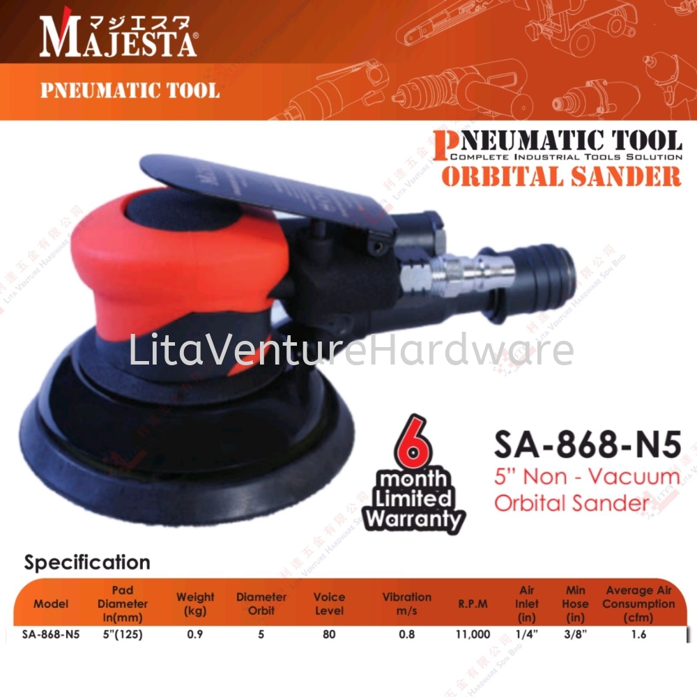 MAJESTA BRAND 5'' NON-VACUUM ORBITAL SANDER - SA868N5