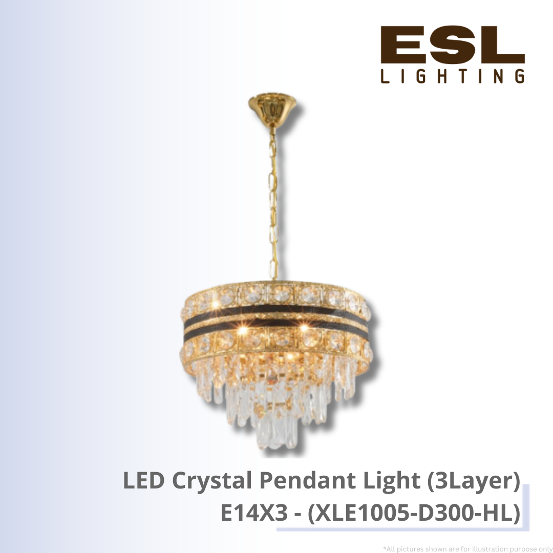 LED Crystal Pendant Light E14X3 (3Layer) - XLE1005-D300-HL