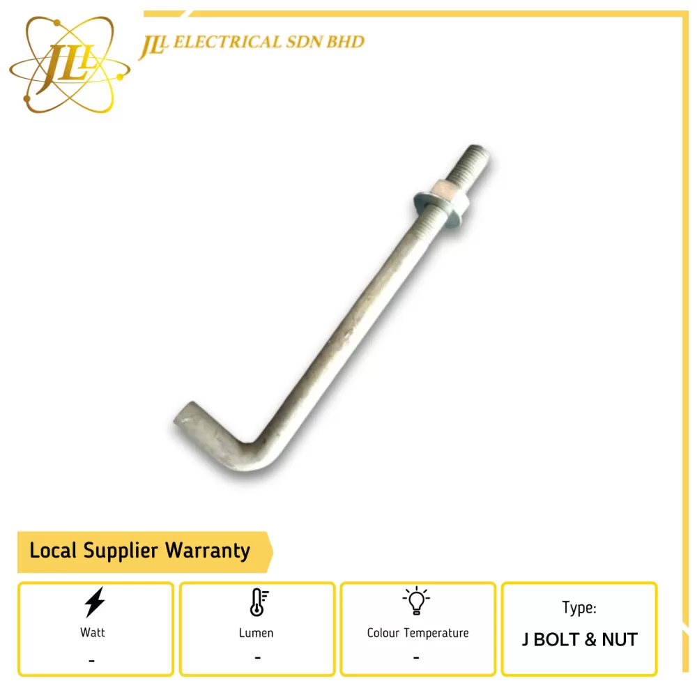 JLLCE M20 x 300MM J BOLT & NUT FOR CONCRETE POLE MOUNTING