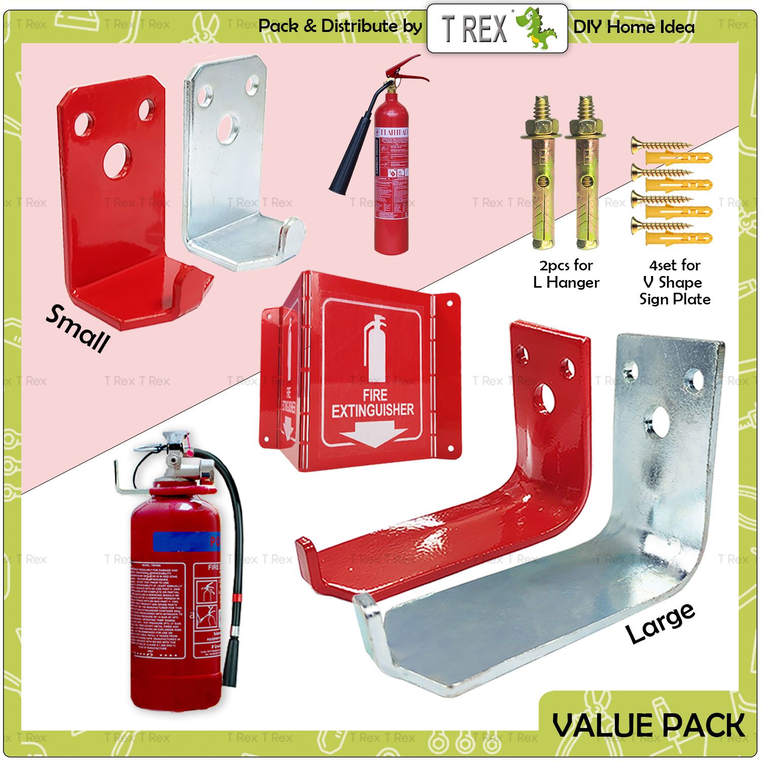 T Rex DIY Fire Extinguisher Hook Hanger L Bracket