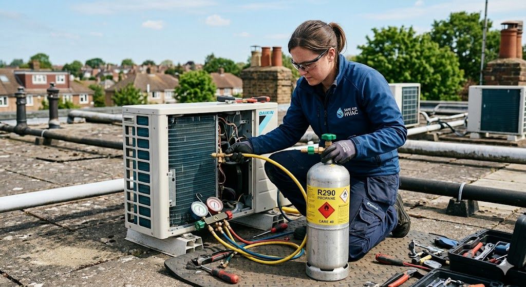 R290 cylinder handling during servicing
