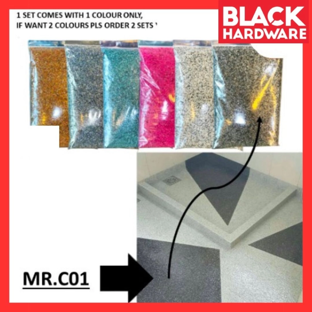 Black Hardware MR COAT DIY Floor Epoxy Paint Epoxy Primer Cat lantai Rumah Epoxy Flake Coating Flakes Epoxy Floor Coatin