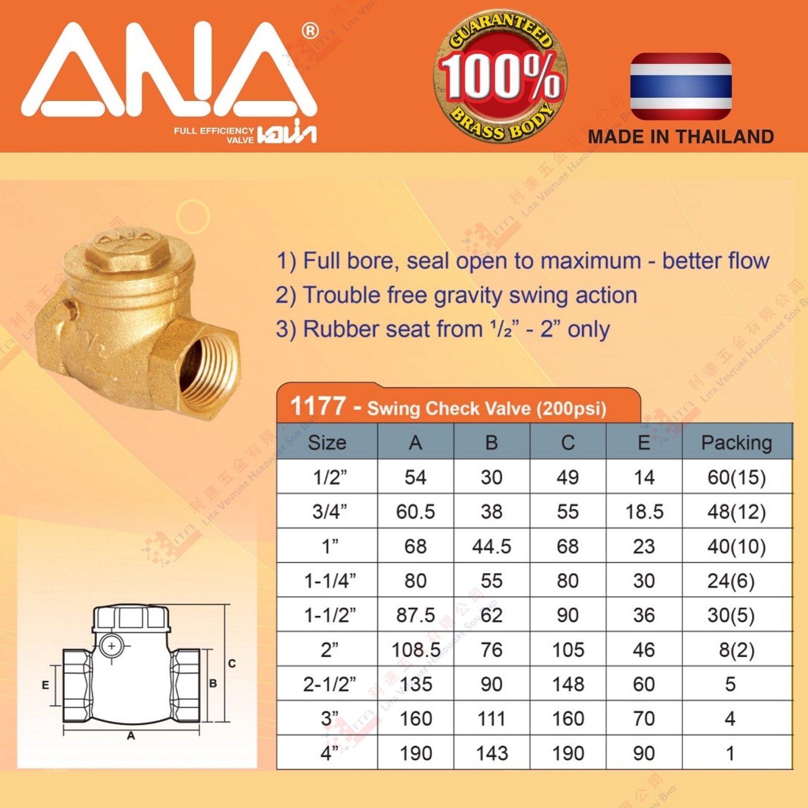 ANA BRAND SWING CHECK VALVE - 1177 (2)